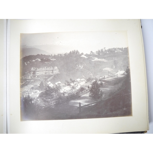 5299 - A photograph album circa 1884 containing approx. 30 albumen print photographs of India, mainly Darje... 