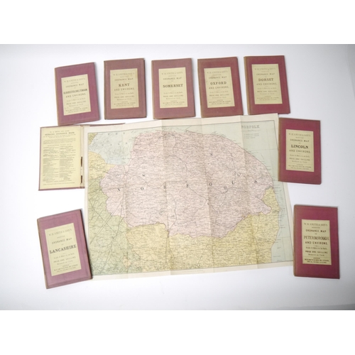 5318 - Nine W.H. Smith & Son's Reduced Ordnance County Maps c.1900, including 'Norwich & Environs', 'Lincol... 