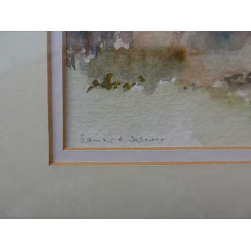 1016 - EDWARD MORRIS (XX/XXI) A framed watercolour of a cottage, signed lower left with artists label verso... 