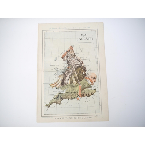 5313 - 'Map of England. A Modern St. George & The Dragon', St. Stephen's Review, 1888, lithograph satirical... 