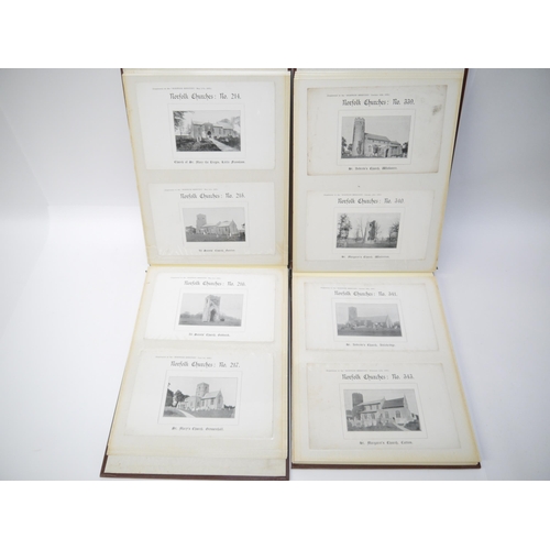 5345 - Two large modern albums containing 161 early C20th plates of Norfolk churches, all b/w illustrations... 