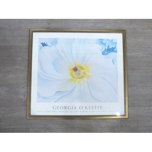 1114 - A large Georgia O’Keefe art poster print of a white flower for the Cleveland Museum of art and the N... 