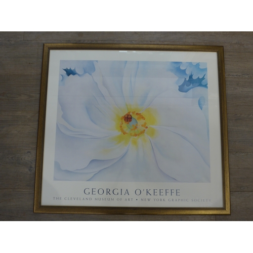 1114 - A large Georgia O’Keefe art poster print of a white flower for the Cleveland Museum of art and the N... 