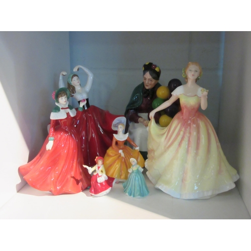 1387 - Seven Doulton ladies including Balloon Seller