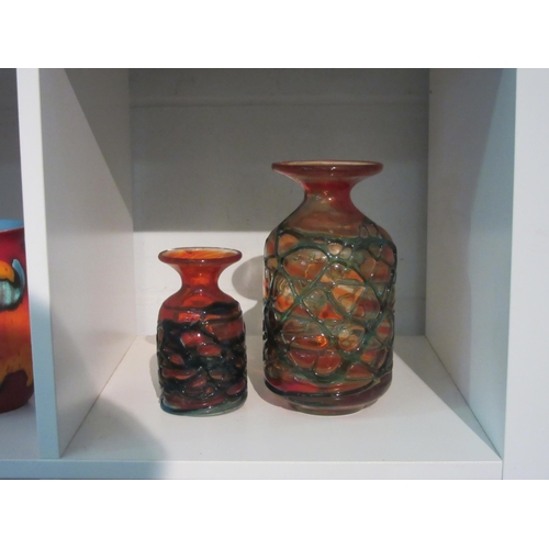 1294 - Two Mdina vases with dribble effect detail, 22cm x 14cm (2)