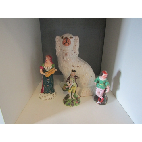 1283 - Three 19th Century porcelain figures (a/f) and a King Charles spaniel (4)