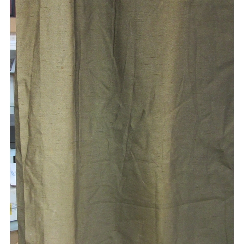 1235 - Three pairs of 1960's curtains, linen effect, apple green goblet headed curtains. 100cm wide x 156cm... 