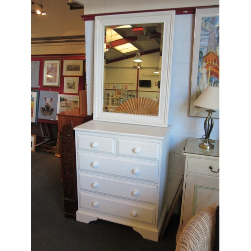 1021 - A modern white-painted pine chest of two-over-three drawers, 100cm tall x 49cm deep x 86cm wide, tog... 