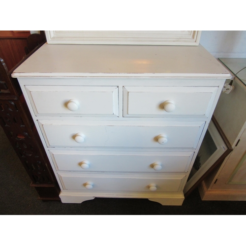 1021 - A modern white-painted pine chest of two-over-three drawers, 100cm tall x 49cm deep x 86cm wide, tog... 