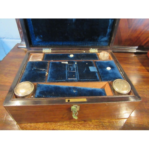 1072 - A Victorian rosewood vanity box, fitted interior, mother-of-pearl cartouche and escutcheon