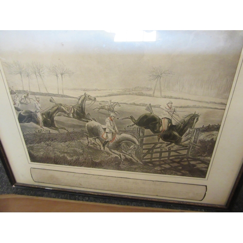 1084 - A set of four framed hunting scenes 