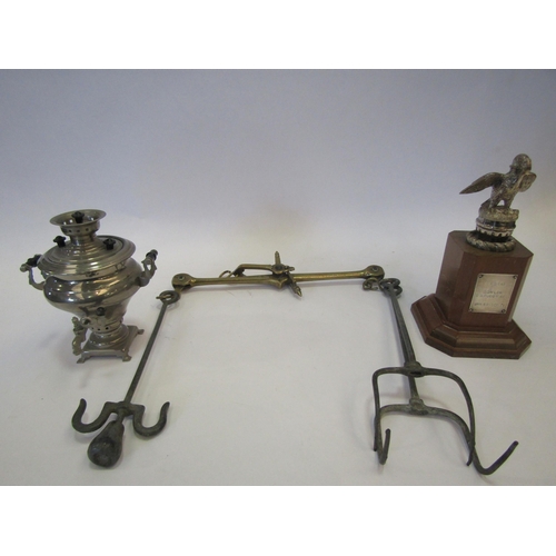 1293 - A bread scale, a squadron leader white metal trophy and small samovar (3)