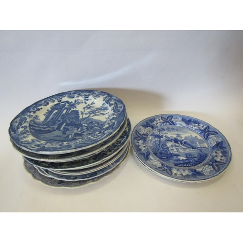 1390 - A large collection of blue and white plates including cottage and church (15)