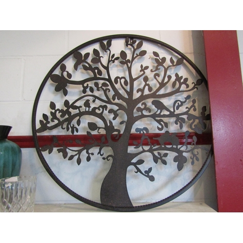 1393 - A tree of life metal wall plaque, 80cm diameter