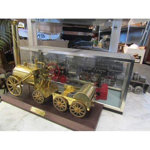 1526 - A group of metal  steam locomotive models including one in glass case (6)