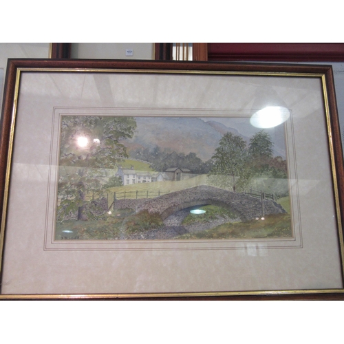 1226 - Three watercolours of rural scenes, a Louisiana Steamboat Company wall mirror and an oleograph of pr... 