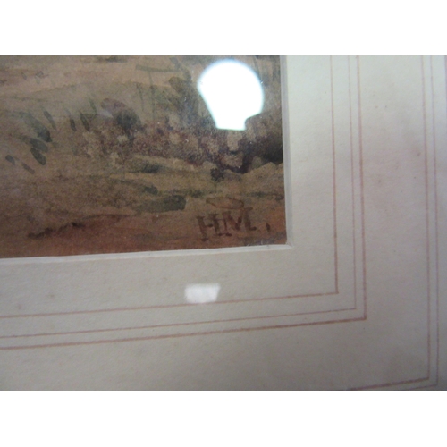 1249 - A watercolour of a soldier on horseback, signed to bottom-right 'HM', gilt framed and glazed, 22cm x... 