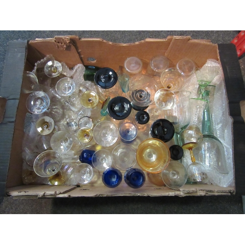 1255 - A box of miscellaneous drinking glasses to include Edwardian tumblers