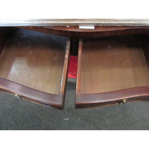 1098 - A mahogany serpentine hall table with two drawers, 73cm tall x 80cm wide x 34cm deep