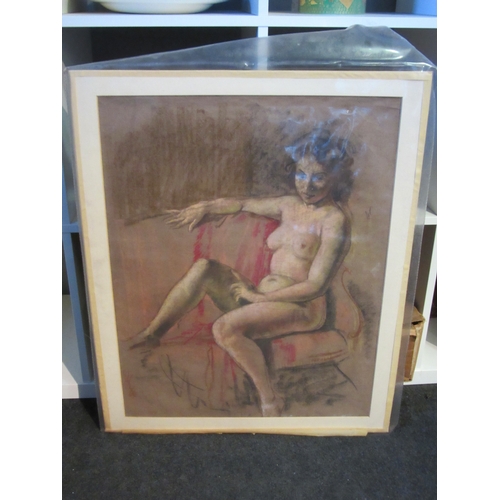 1274 - JAMES GRANT: A charcoal still life drawing of a nude lady, 60cm x 47cm