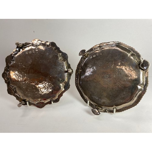 7012 - Two George III silver waiters by Ebenezer Coker 1769, 18.5cm diameter, possible repair to foot and 1... 