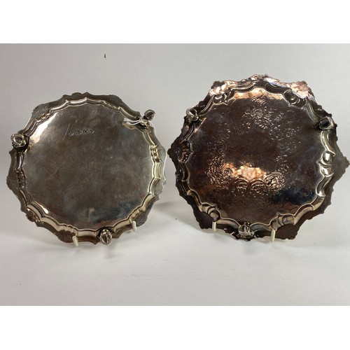 7013 - Two George II silver waiters: Hugh Mills 1746, 16.5cm diameter, together with James Morison 1850, 17... 