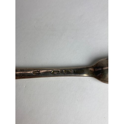 7108 - A George III silver marrow spoon, makers mark rubbed, initialled NS, London 1776 21.5 long, 53g