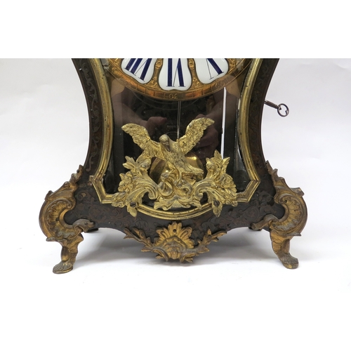 8058 - A 19th Century French bracket clock of balloon form with decorative ormolu mounts. Brass dial with e... 