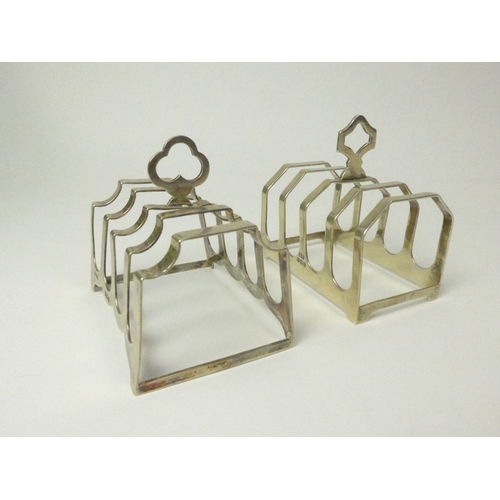 7132 - Two similar silver toast racks including Emile Viner, Sheffield 1936, and Fred H. Adams & Holman, Bi... 