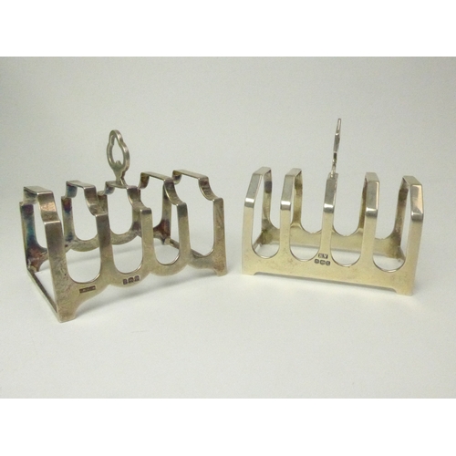 7132 - Two similar silver toast racks including Emile Viner, Sheffield 1936, and Fred H. Adams & Holman, Bi... 