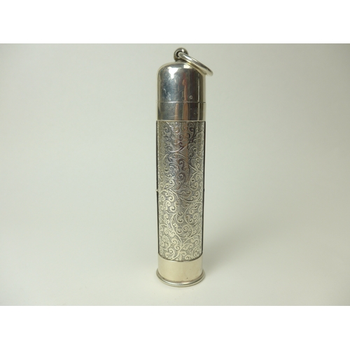 7143 - A silver cased unusual thermometer marked Sterling with twist top mechanism to open container slidin... 