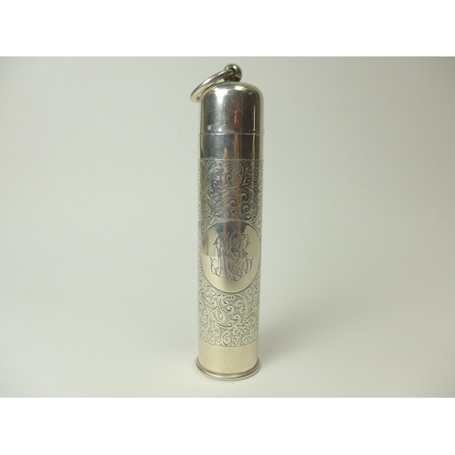 7143 - A silver cased unusual thermometer marked Sterling with twist top mechanism to open container slidin... 