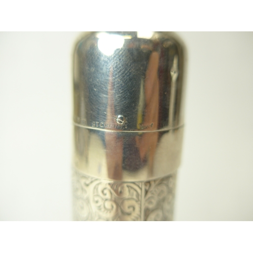 7143 - A silver cased unusual thermometer marked Sterling with twist top mechanism to open container slidin... 