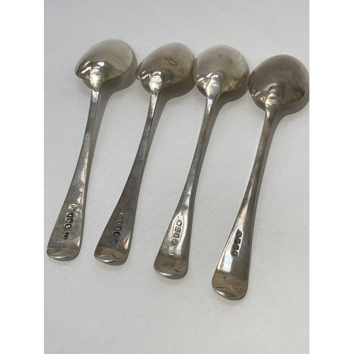 7098 - Two pairs of silver bright-cut serving spoons including John Lambe, London 1804, the other pair dati... 