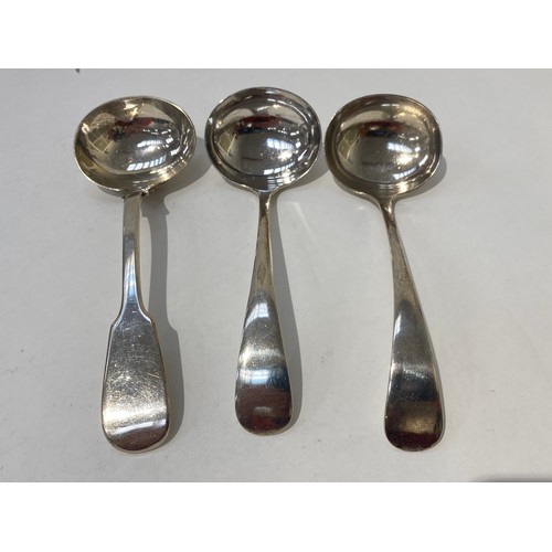 7097 - Three silver ladles, two by Cooper Brothers and Sons Ltd, Sheffield 1921 & 1922, and a Victorian exa... 