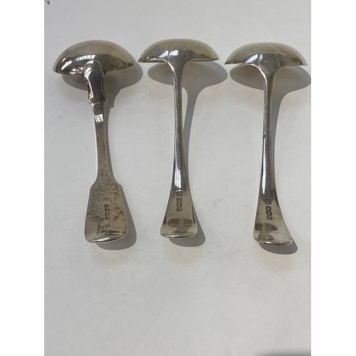 7097 - Three silver ladles, two by Cooper Brothers and Sons Ltd, Sheffield 1921 & 1922, and a Victorian exa... 