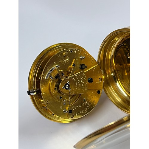 5042 - HAMLEY OF DUKE STREET, ST. JAMES': A circa 1820 18ct gold open-faced pocket watch, fusee-driven move... 