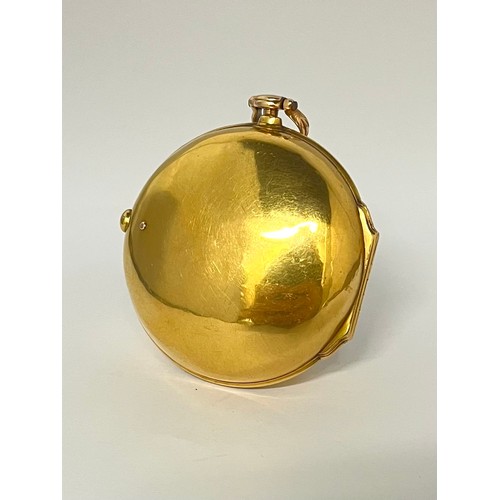 5058 - HENRY JENKINS OF LONDON: An 18th Century gold pair cased open-faced pocket watch, chain fusee moveme... 