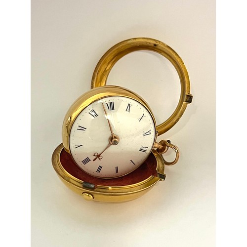 5058 - HENRY JENKINS OF LONDON: An 18th Century gold pair cased open-faced pocket watch, chain fusee moveme... 