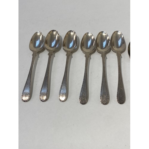 7165 - A set of six Robert and Belks Elizabeth II coronation coffee spoons and a set of six silver teaspoon... 