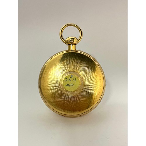 5050 - GRAYHURST HARVEY & CO: A mid 19th Century 18ct gold open-faced quarter-repeating chronometer pocket ... 