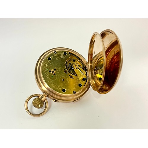 5070 - WILLIAM OWEN OF LEEDS: An early 20th Century 9ct gold full hunter chronograph pocket watch, English ... 