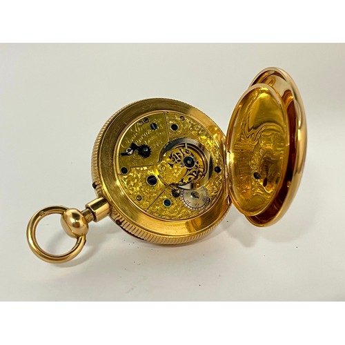 5049 - A 19th Century 18ct gold open-faced quarter repeating pocket watch, Des Granges Late Recordon, finel... 