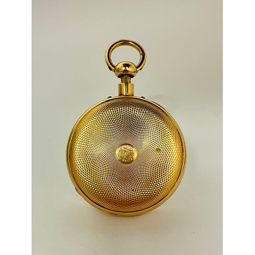 5049 - A 19th Century 18ct gold open-faced quarter repeating pocket watch, Des Granges Late Recordon, finel... 