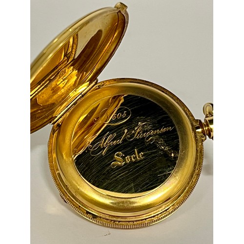 5067 - J. ALFRED JURGENSEN: A late 19th Century 18ct gold full hunter pocket watch, Swiss movement, movemen... 