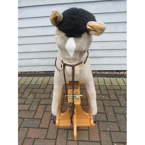 9205 - A Merrythought plush rocking horse on trestle rocker, from a limited edition of 100, with brass plaq... 