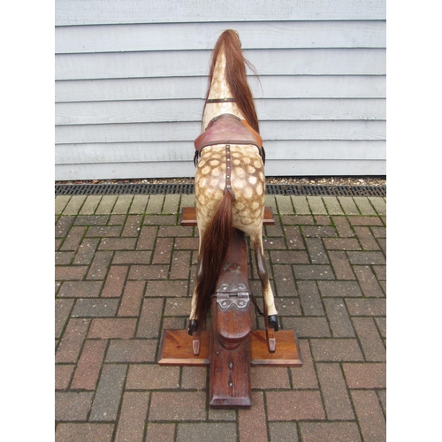 9204 - A late 19th Century crafted FH Ayres carved wood and painted gesso rocking horse, with large fixed g... 