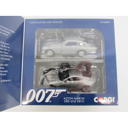 9418 - Four boxed Corgi diecast James Bond models to include CC08099 Spectre Aston Martin DB5 and DB10 set,... 