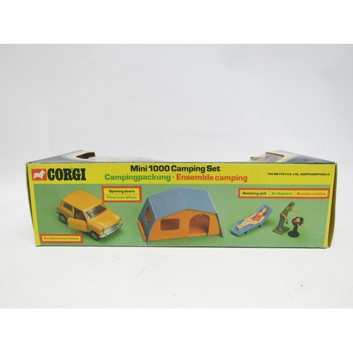 9392 - Two boxed Corgi diecast model vehicle sets to include 38 Mini 1000 Camping Set comprising cream Mini... 