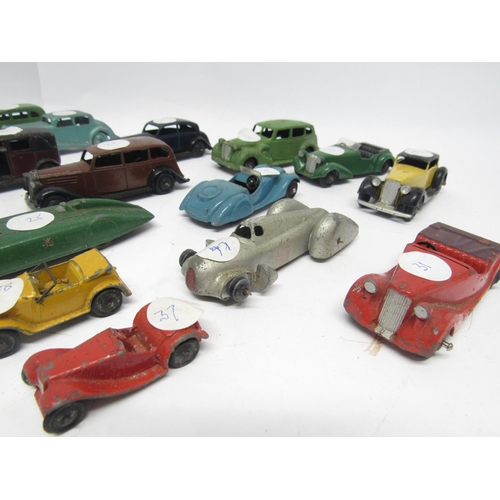 9361 - A group of thirteen playworn Dinky Toys diecast model cars, to include 39a Packard, 23d Auto Union r... 